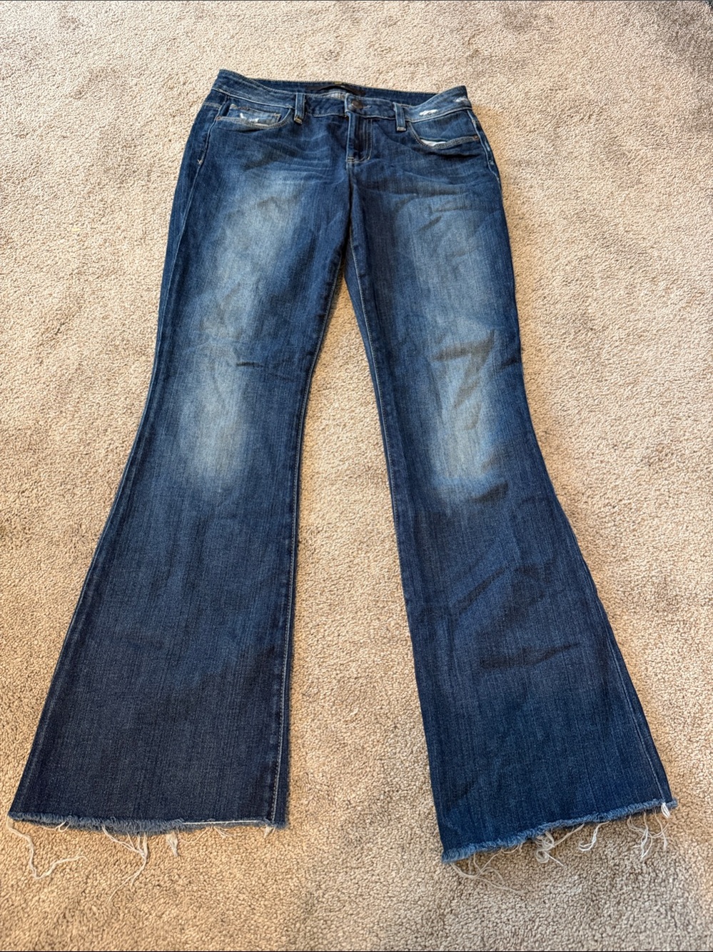 Joe’s Jeans Women’s Dark Blue Flared Frayed Cuff Jeans